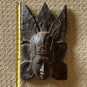 Wooden face carving 15.5”L x 9.5” W